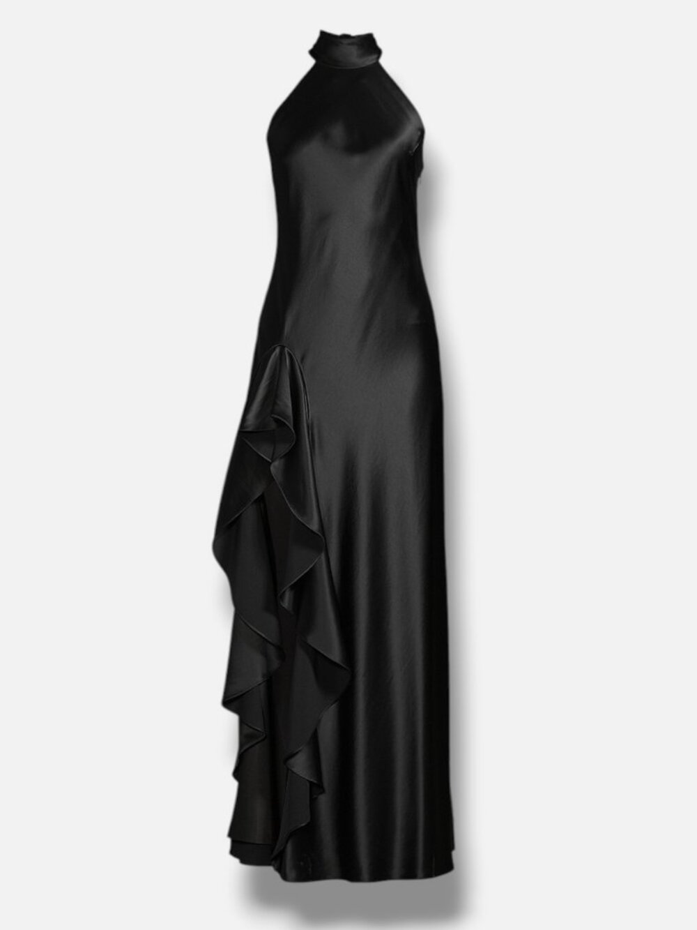 Milly Women's Black Roux Hammered Ruffled Satin Dress Size 6